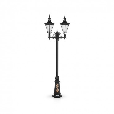 چراغ پارکی شب تاب مدل اسپانیایی با شاخه رز سربالا و پایه ارغوان