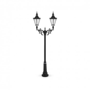 چراغ پارکی شب تاب مدل اسپانیایی با شاخه پیچک سربالا و پایه نارون