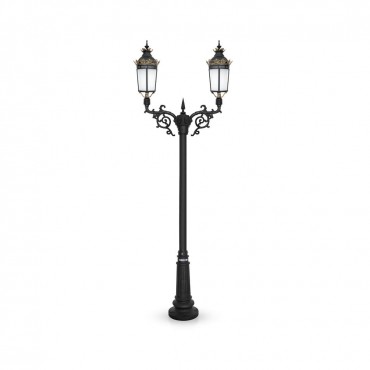 چراغ پارکی شب تاب مدل امپراطور با شاخه پیچک و پایه نارون