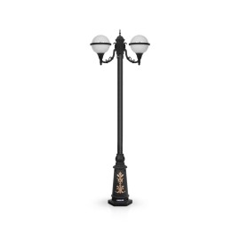 چراغ پارکی شب تاب مدل توپی با شاخه کلاسیک سربالا و پایه ارغوان