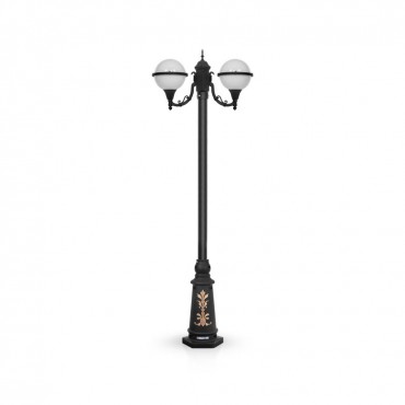 چراغ پارکی شب تاب مدل توپی با شاخه کلاسیک سربالا و پایه ارغوان