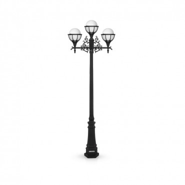 چراغ پارکی شب تاب مدل دیاموند با شاخه صلیبی رز سربالا و پایه کاج