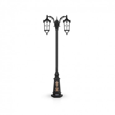 چراغ پارکی شب تاب مدل روشا با شاخه کلاسیک سرازیر و پایه ارغوان