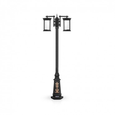 چراغ پارکی شب تاب مدل روناک با شاخه آرکا سرازیر و پایه ارغوان