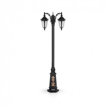 چراغ پارکی شب تاب مدل لاله با شاخه کلاسیک سرازیر و پایه ارغوان