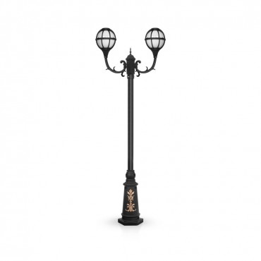 چراغ پارکی شب تاب مدل مروارید با شاخه دیپلمات سربالا و پایه ارغوان