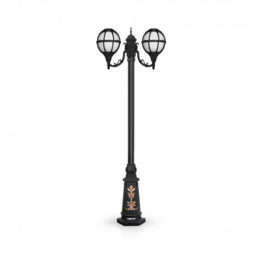 چراغ پارکی شب تاب مدل مروارید با شاخه کلاسیک سربالا و  پایه ارغوان