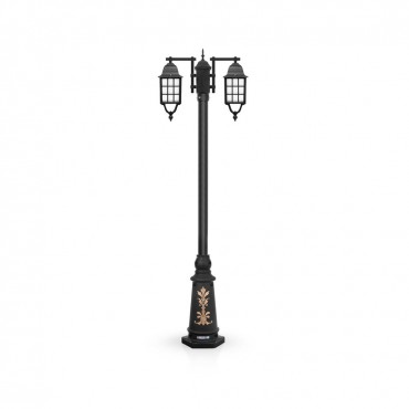 چراغ پارکی شب تاب مدل مشبک با شاخه آرکا سرازیر و پایه ارغوان