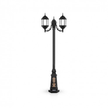 چراغ پارکی شب تاب مدل پاتریس با شاخه کلاسیک سربالا  و پایه ارغوان