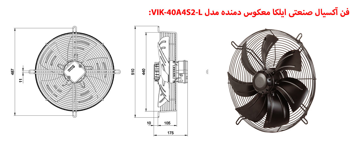 فن آکسیال صنعتی ایلکا معکوس دمنده مدل VIK-40A4S2-L